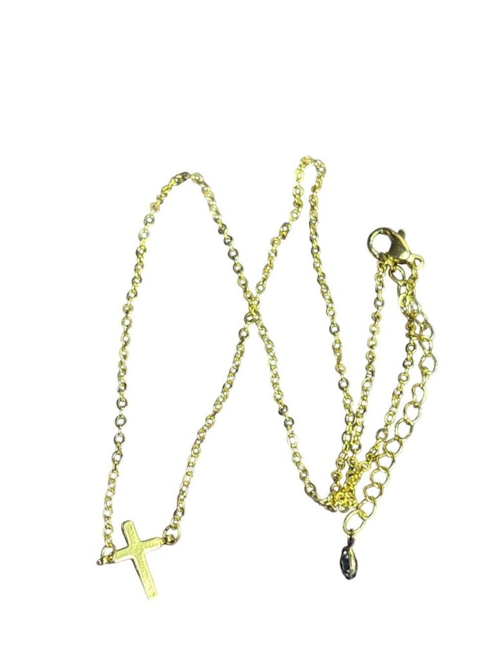 Dainty Minimalist Goldtone Cross Necklace 16 - 18 inches Long